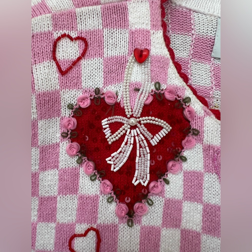 Design Options By Philip & Jane Gordon VTG Valentines Day Cardigan RARE Size S - Picture 6 of 15